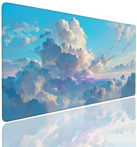 Tappetino per Mouse da Gaming, Tappetino Mouse Pad XXL Grande, Mousepad con Impermeabile e Antiscivolo, Lavabile Sottomano Copri Scrivania Ufficio, Tappetini Tappeto Mouse Mat 1400x600x4mm Cloud (2)