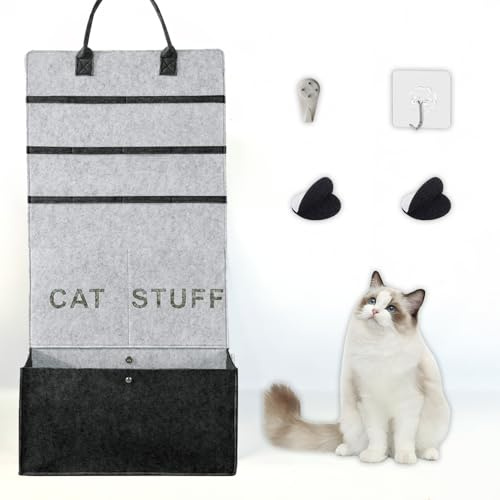 Katzenspielzeug Aufbewahrung, Katzenangel Aufbewahrung, Katzen Spielzeug Box, Cat Toy Box, 40x80cm(Dunkelgrau)