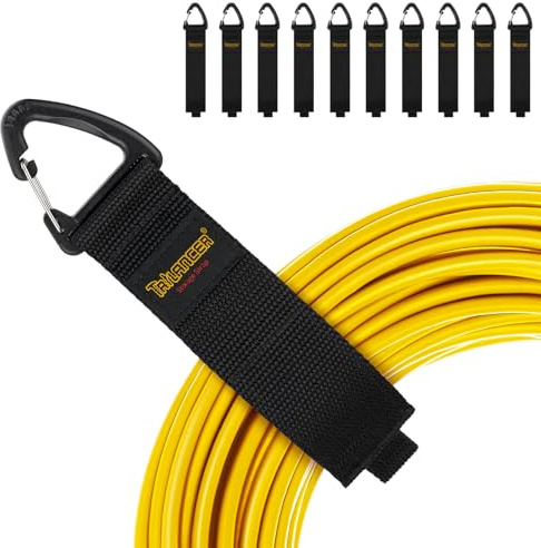 Kabelhängare och Kabelorganiserare (10-pack), Trilancer Kardborre Rem,Sladdupphängning med Karbinhake för att Hänga på Väggar för Kablar,Sladdar,Rep,Slangar,Organisation för Hem,Garage eller Verkstad