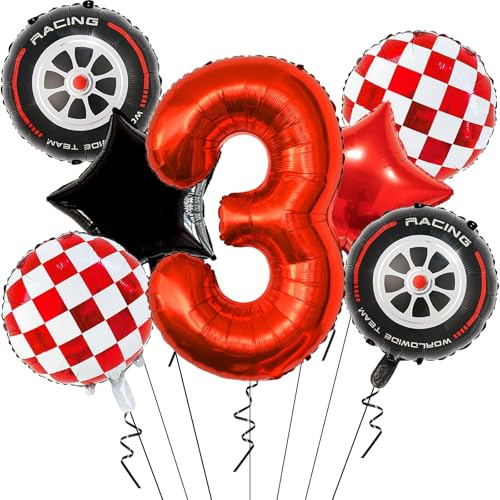 Car Geburtstagsdeko 3 Jahre,Auto Deko 3. geburtstag Junge,Folienballon Auto Geburtstag,Folienballon Zahl 3,Kindergeburtstag Deko 3 jahre,3 Jahr Rennauto Luftballons Junge Geburtstag Party