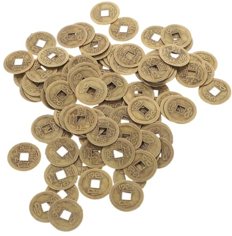 UTHCLO 100 Pezzi Monete Divinatorie Feng Shui Cinesi da Antichi per Fortuna Ricchezza e Protezione Spirituale Retro Casual e Ufficio