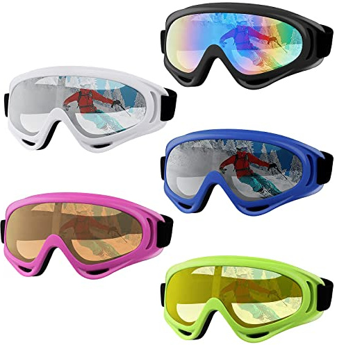 ORANZI 5 Pack Ski Goggles, Snowboard Snow Goggles for Men Women Kids Adult Youth, UV Protection Anti-fog Motorcycle Goggles