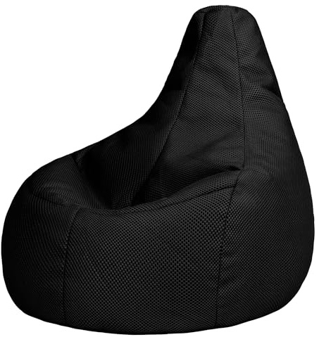 icon Performance Mesh XL Gaming Bean Bag Chair, Black, Large Adult Bean Bag with Filling Included, Comfy Chair, Bedroom Furniture, Gamer Gifts, Gaming Room, Gaming Room Accessories