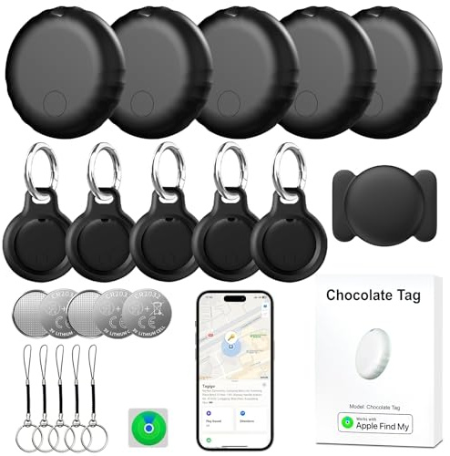GPS Car Tracker Tags No Fee, Work with Apple Find My (iOS Only), No Subscription or Monthly Fee, Bluetooth Air Smart Tag for Vehicles Cars, Item Key Finder Locator for Luggage Bags Wallet (5 Pack)