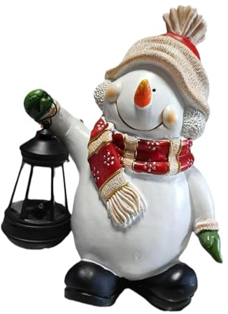 Générique Figurines Bonhomme Neige, Veilleuse Solaire Créative en Résine, Décorations Noël Artisanales, pour Maison, Fêtes, Bureau, Jardin, Terrasse Ou Festivals
