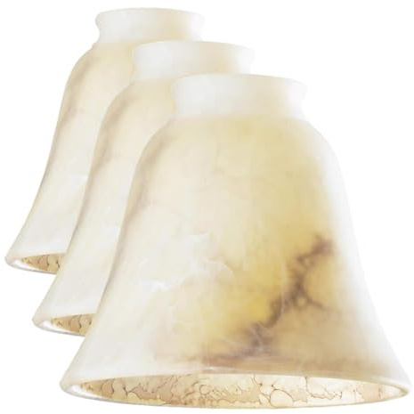 81422 Abat-Jour en cloche en Verre Marbré Brun (Lot de 3)