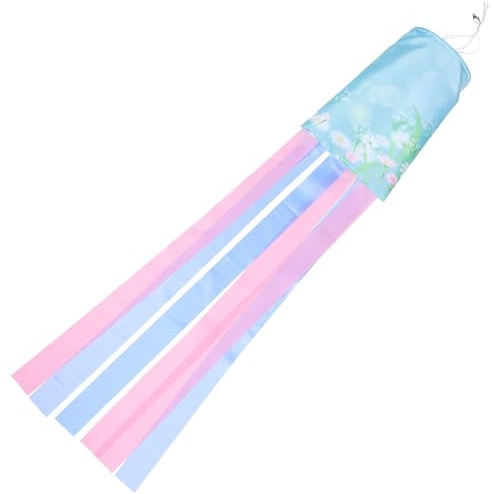 Happyyami Praktische Windsackfahne Hängender Windsack mit Gürtel Sommer aus Polyester Frischer Stil 14x100cm Gartendekoration für Garten und Outdoor