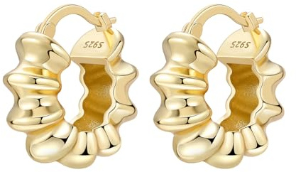 CYMYSS Guldörhängen Dam 925 Silver | 18K Guldpläterade Örhängen för Kvinnor | Hypoallergena Gold Plated Earrings Women | Eleganta Lätta Smycken Present till Henne