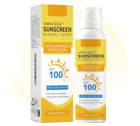 SPF100 Kopfhaut-Schutzspray, Kopfhaut - und Haarschutzspray, Mineralisches Haar Sonnenschutz Spray,UV Schutz für Haare & Kopfhaut,Transparentes Sonnenspray,Ultrafeiner Sprühnebel,Leicht &Nicht Fettend