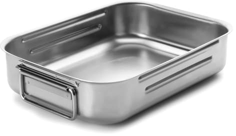 LACOR 62540A - Rustidera Honda Asa Abatible 40x28 - Cocina Profesional | Para asados jugosos al horno; ideal para el uso diario tanto en cocina profesional como en el hogar, con un acabado cuidado