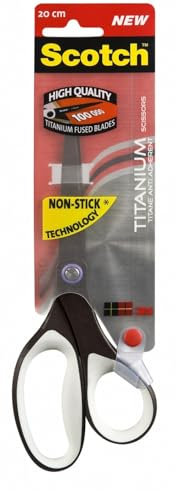 Scotch Titanium Non-Stick Scissors, 1 per Pack, 20 cm - for Precise Cutting, Good for Right Hand Use and Left Hand Use Dot Colour Will Vary