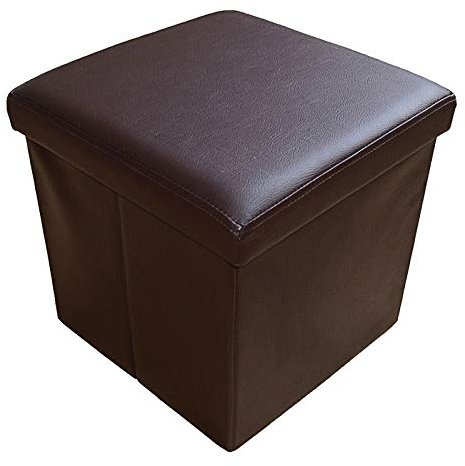 Style home Sitzhocker mit Stauraum, Faltbare Sitzbank, Sitztruhe aus Kunstleder, gepolstert Sitzwürfel Fußhocker Aufbewahrungsbox mit Deckel, für Wohnzimmer Schlafzimmer, 38 * 38 * 38 cm (Braun)