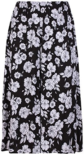 Women Plus Size Floral Flower Printed Ladies Elasticated Waist Long Midi Skirt Big Flower 18 - 20 (L)