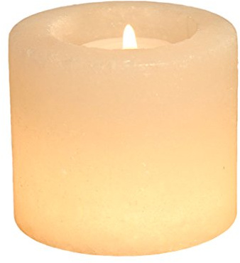 HIMALAYA SALT DREAMS - Salzkristall Teelichthalter Zylinder, White Line Kristallsalz, Weiß, 7 x 6, 5 cm aus Punjab / Pakistan
