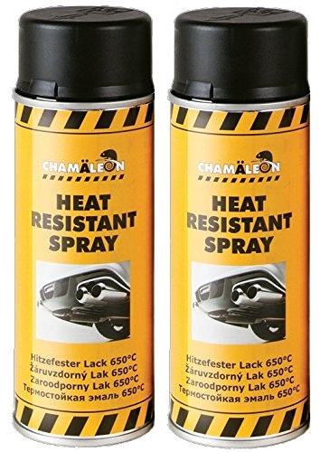Chamäleon 1K HITZFESTER LACK SCHWARZ SPRAY 2 x 400ml HITZFEST 650°C SPRÜHLACK GRILL OFEN