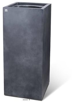 Fleur Ami - Bac Fibres de Verre et Composite l 35 x L 35 cm H 80 cm Ext. carré Haut Gris Anthracite - Choisissez Votre Hauteur: H 80 cm - Couleur: Gris Anthracite