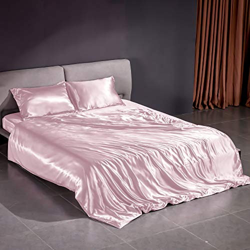 THXSILK 22 Momme Seidenbettwäsche Set 3 teilig, Bettbezug 200 x 220 cm und 2 Kissenbezüge 40 x 80 cm, Hypoallergen Maulbeerseide Bettbezug Set, Ultra Weich und Glatt, Bezauberndes Rosa