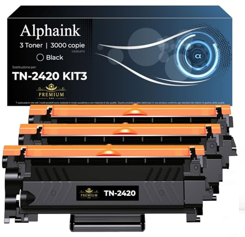 alphaink 3 Toner Compatibili con Brother TN2420 TN-2420 TN2410 per MFC L2710DW L2710DN L2730DW L2750DW HL-L23210D L2350DW L2370DN L2375DW DCP-L2510D L2530DW L2550DN (3 Nero)