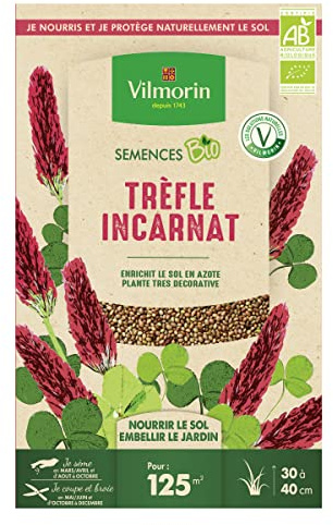 Vilmorin - Graines de Trefle Incarnat BIO, boite de 375 grs