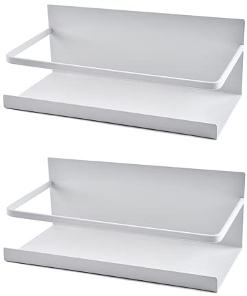 Luchs – 2er Set Magnetisches Regal für Kühlschrank aus Edelstahl, Hängeregal, Küchenregal, Gewürzregal, Kühlschrank Regal, Organizer mit Haken (Weiss)