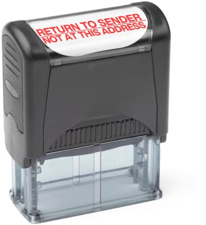 Self Inking Rubber Stamp, Refillable Red Ink Preinstalled - 1.4 x 0.51 X (35 x 8mm) (Return to Sender NOT at This Address)