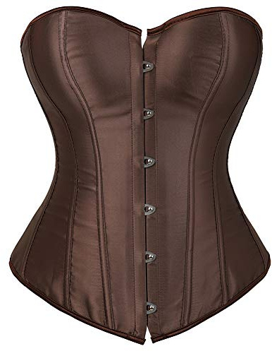 WLFFW Klassische Corsage Party Korsage Damen Korsett Top (EUR(32-34) S, Braun)
