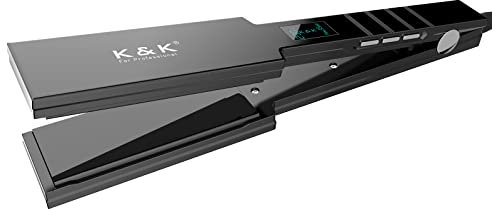 K&K Nano Hair Straighteners Wide Plates, Adavance Ceramic Coated Plates Digital Display Ultra-Fast Heat Up 80-230 °C Auto Safety Shut Off Plancha De Pelo Dual Voltage UK Plug, for Thick Hair (45mm)