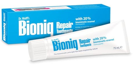 Dr. Wolff's Bioniq Repair Toothpaste Gel | Fluoride Free with Biomimetic Enamel Hydroxyapatite | for Sensitive Teeth | Helps to Repair Enamel Surface 75ml