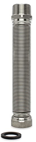 Edelstahlwellrohr Flexschlauch ausziehbar Solarrohr Flexrohr Verbindungsrohr Hauswasserwerk Sanitär AG x IG - Made in Italy (1 DN25-260 - 520 mm)