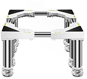 Base de Machine à Laver Réglable Longueur 17.7-25.6in Base Meuble Anti Vibration Plateau Support pour Réfrigérateur/lave-vaisselles/Sèche-linge Coussin Antidérapant (8Legs,H:11.4in)