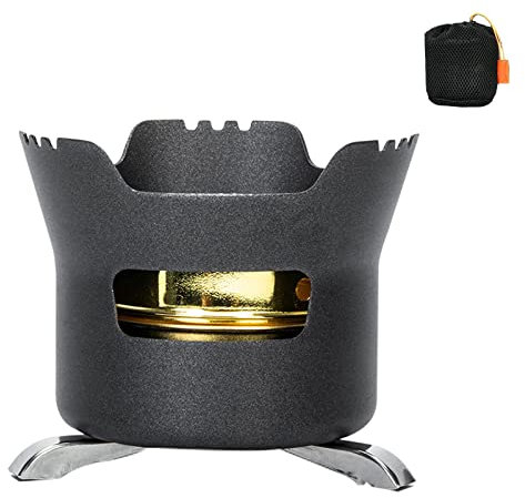 AnzAga Mini Alcohol Stove, Outdoor Spirit Burner with Stand