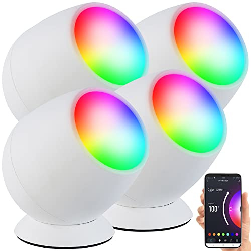 Luminea Home Control WiFi-LED-Lampen Alexa: 4er-Set WLAN-Stimmungsleuchten, RGB-CCT-LEDs, 210 lm, 2,2 W, USB, weiß (Light Bars, Farbwechsel Tischlampe)