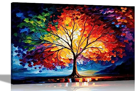 Artley Prints - Tree Of Life Modern Abstract Canvas Pictures for Living Room, Bedroom, Hallway, Kitchen or Office - Colourful Prints Extra Large 101 x 76cm (40 x 30 inches)