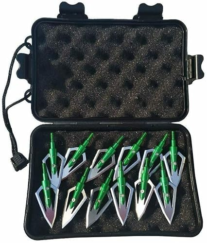 biubiusot 12er Pfeilspitzen 100 Körnern Jagdspitzen Armbrust Erwachsene Jagd Pfeile für Bogenschießen Carbonpfeile Glasfaserpfeil Compoundbogen Bogen mit Aufbewahrungsbox