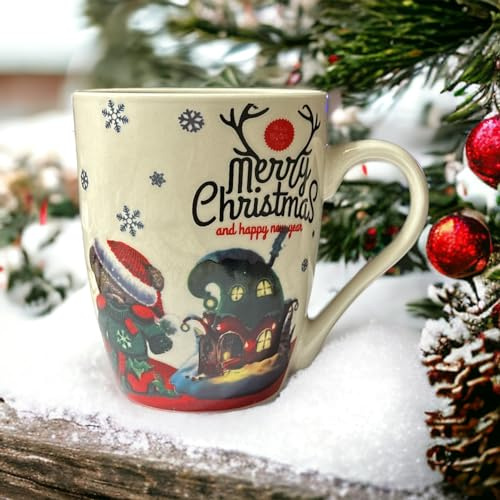 GMM Tazza Natalizia in ceramica, Tazze Mug Natalizie, Tazzone Natalizio, Ottima qualità, Regalo di Natale. (Orsetto/Maglioncino)