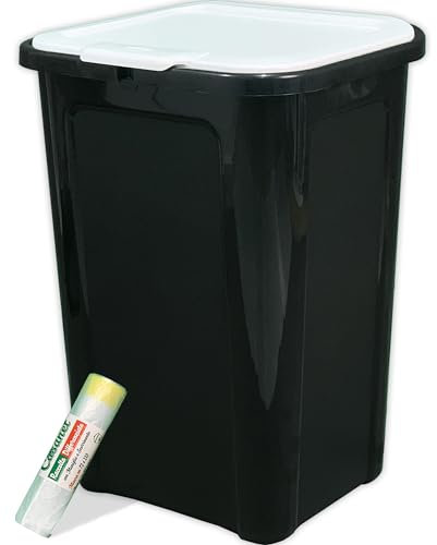 Sicignano | Pattumiera Coverline Singola Chiusa Raccolta Differenziata, 44 Lt - Cestino Bidone Spazzatura, Interni Cucina - Omaggio 10 Sacchetti Immondizia Colorati (Indifferenziata)