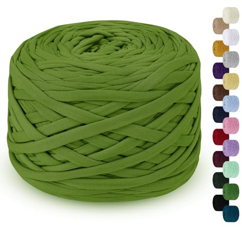 LEREATI Fettuccia per Borse a Uncinetto 285g/100m Cordino per Borse Uncinetto, Filato Cordoncino per Cestini, Tappeti, Fai da Te, Decorazioni, Artigianato (Verde Frutta)