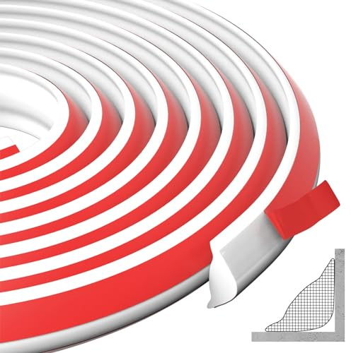 Flexible Selbstklebend Zierleisten Deckenleisten, TPE Dreieck Zierleiste Decken Und WandüBergang, Abschlussleiste Küchenarbeitsplatte Wandkanten (5M,27mm*20mm,Weiß)