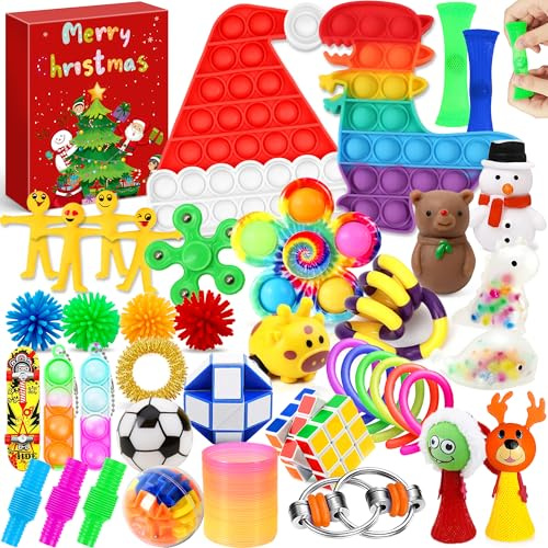 Edmirfun 2025 Fidget Toy Set Advent Calendar - 41pc Stress Relief Toys for Kids' Play Calendar, Christmas Countdown gift for kids Sensory Fidget Toys Set, Surprise Gifts Xmas Present for Kids