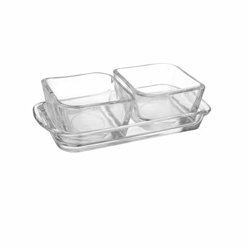 Lot de 3 + 1 petits bols en verre pour sauce, confiture, mayonnaise, ketchup mayonnaise, plateau de service et bols, plateau de service au beurre de miel pour le petit-déjeuner, 70 ml (2 + 1 lot)