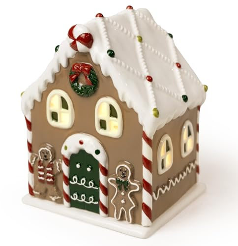 Salubrito Weihnachten Duftlampe Elektrisch, Keramik Duftlampe für Duftwachs, Wachswärmer für Ätherische Öle, Duftöl, Winter Urlaub Wachsschmelzgerät, Geschenk für Frauen