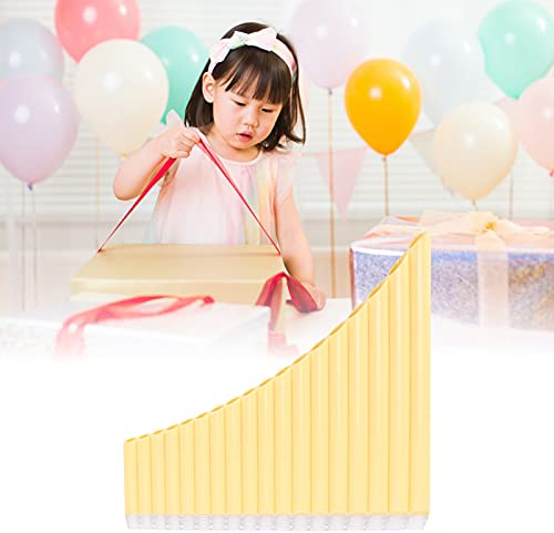 Pan Flute,18/16 Pipes Pan Pipe Instrument Key of C with Cardboard Carrying Bag,Flute Musical Instrument Pan Music Multifunction Panpipes for Beginners Learning Teaching (Yellow)