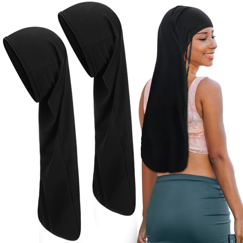 Twistover Lot de 2 bonnets de dreadlocks Jumbo noirs pour dreadlocks - Accessoires de cheveux pour homme et femme