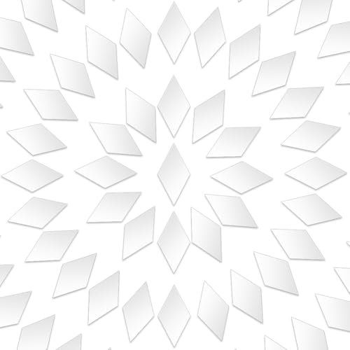 SOFPLATE 1 scatola 200 pezzi 1x0.5 pollici Piccole Piastrelle Specchio Sfuso Adesivo Specchio di Plastica A Forma di Rombo Adesivi Specchio Autoadesivo Piastrelle Mosaico Foglio per Casa Viaggio Paret