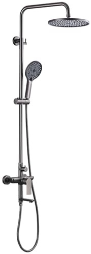 BiaoTeng Duscharmatur Komplettset mit Regendusche 3 Modus Handbrause mit Mit Einhebelmischer Badewannenarmatur Duschkopf Regendusche Set mit Armatur Grau