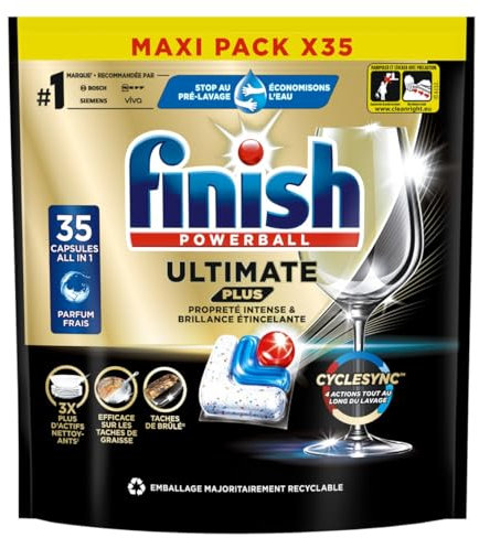Finish Ultimate Plus Pastilles Lave-Vaisselle All in One- Parfum Frais - 35 Tablettes Lave-Vaisselle