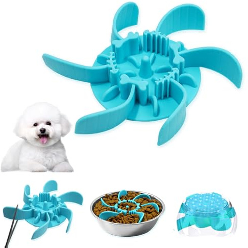 Hunde Langsamer Fressnapf Hundenapf Slow Feeder Slow Feeder Hundenapf Einfügung Anti Schling Napf Hund Reduzieren Übermäßiges Essen für Hunde Katzen Schneidbar, Blau Klein