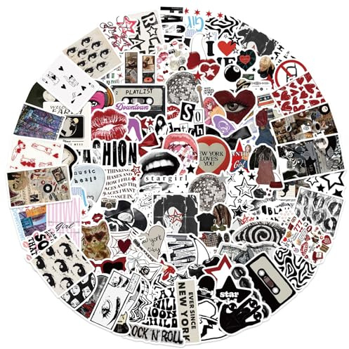 DAVBNM 100PCS Y2K Girls Stickers, Vinyl Aesthetic Downtown Girl Sticker, Waterproof Stickers for Teens Skateboard Laptop Guitar Water Bottles