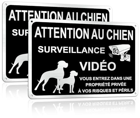 SINMAO Hinweisschild Achtung vor dem Hund, mit Videoüberwachung, Aluminium, 18 x 25 cm, wasserdicht, UV-geschützt, rostbeständig, geeignet für den Innen- und Außenbereich, 2 Stück