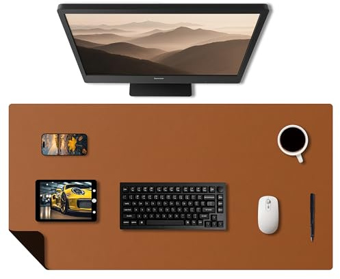 Xcdhemde Mauspad 80x40cm, Mousepad Laptop, Schreibtischunterlage Rutchfeste, Schreibunterlage Wasserdicht, Tischunterlage Multifunktional, für Gaming Büro Zuhause (Doppelseitig Schwarz Braun)
